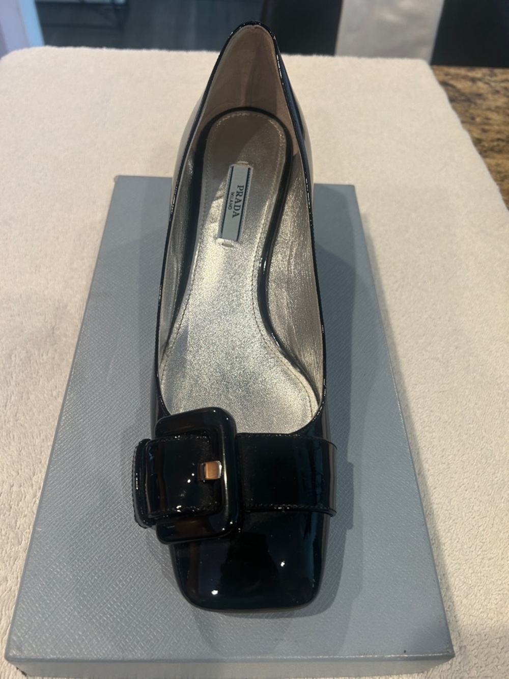 Prada, Black Patent Leather, 3 In. Heel, Slightly Worn, Excellent Condition - Picture 4 of 8
